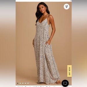 Walk On the Wild Side Beige Leopard Print Sleeveless Maxi Dress